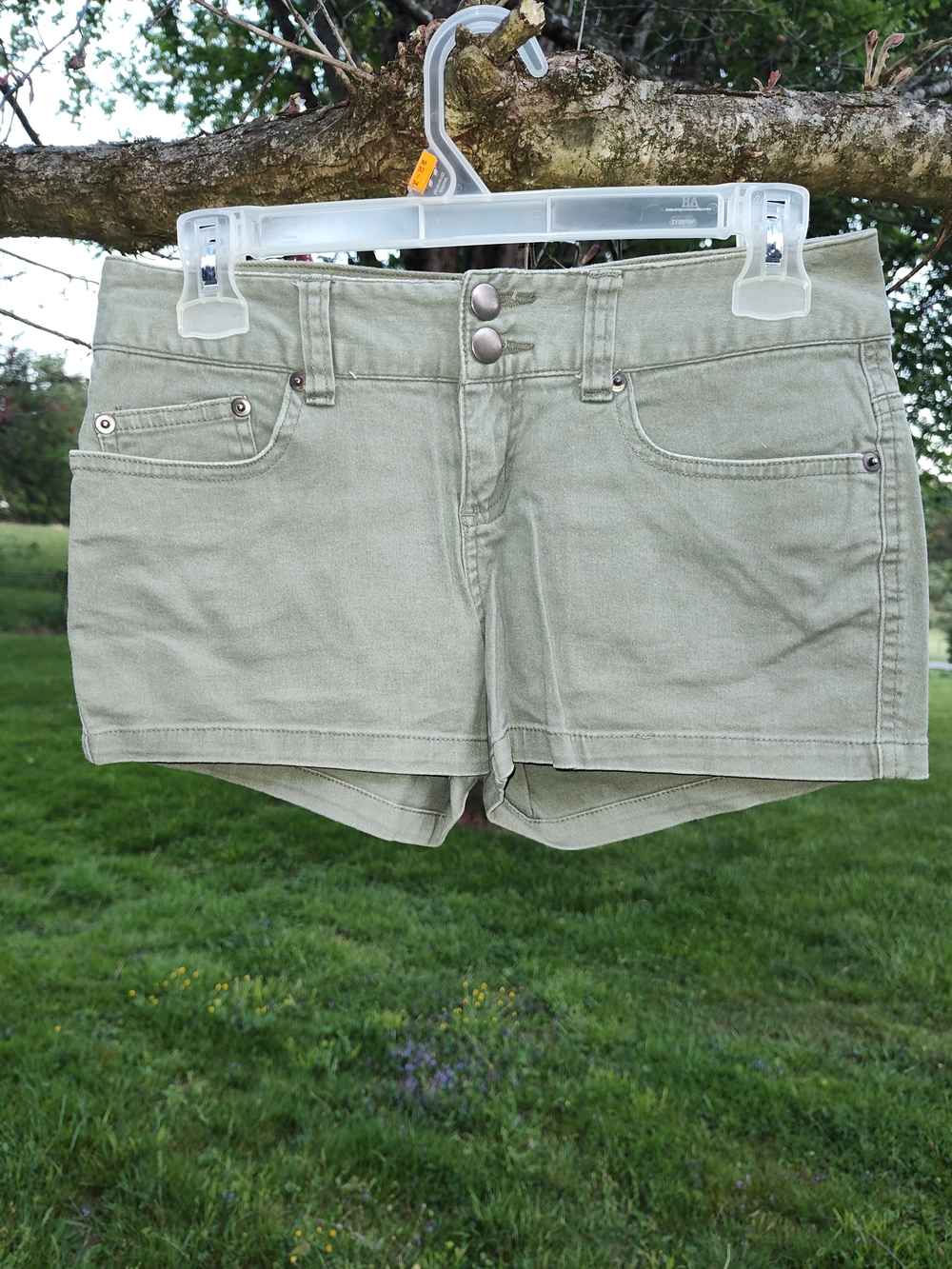 So Wear It Declare It Olive Green Low-Rise Denim Shorts